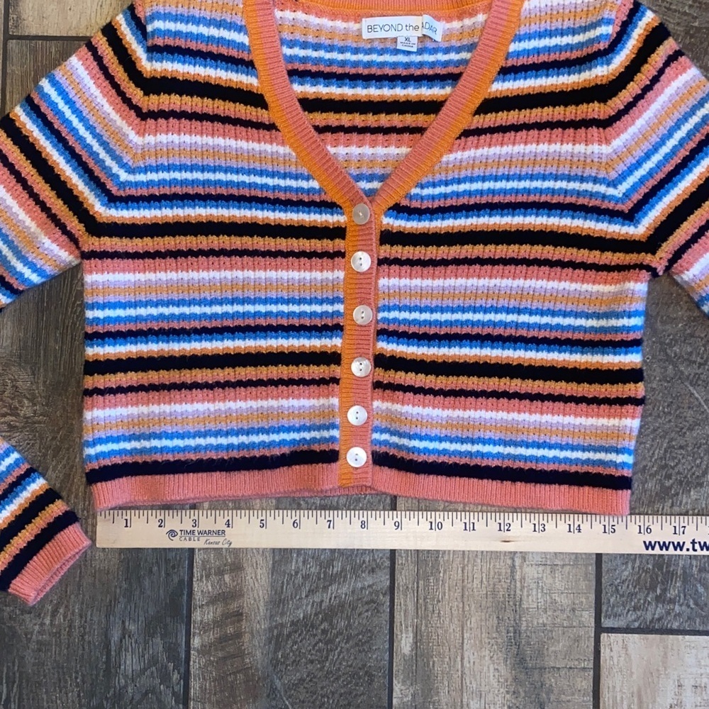 Beyond the Radar Striped Cropped Cardigan Sweater - Picture 9 of 10